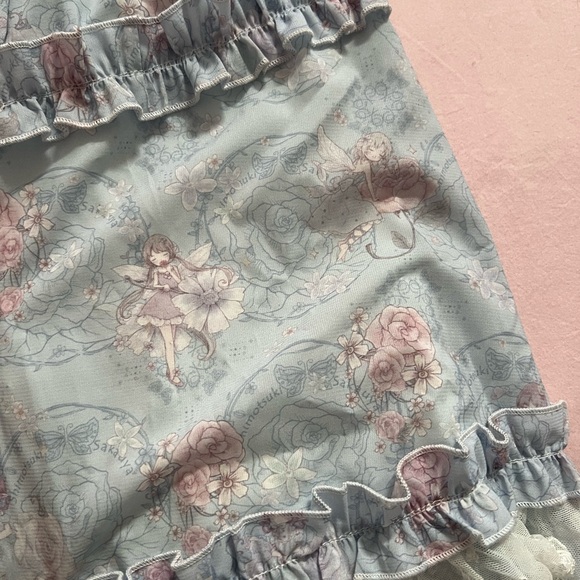 Lolita Blue and White Rococo Marie Antoinette Lace Midi Dress - Picture 4 of 6